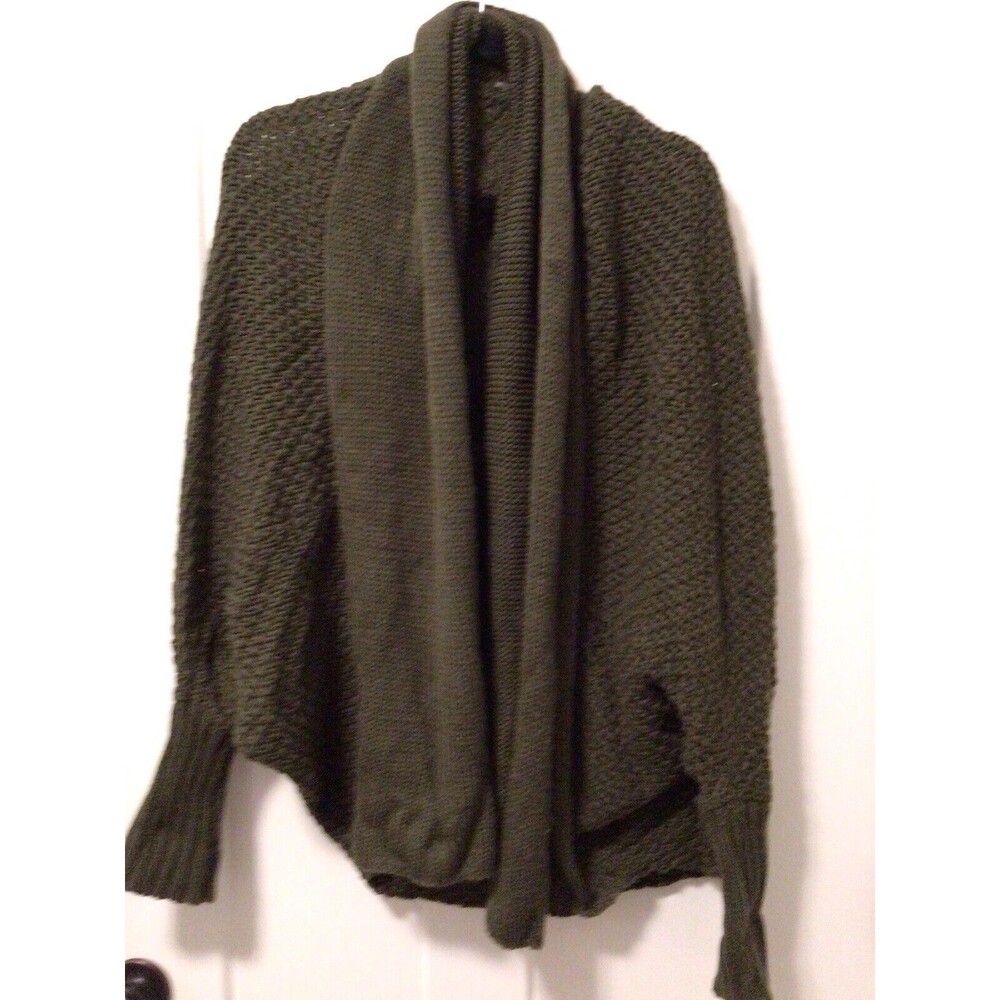 Women Open Front Dolman Sleeve Longline Cardigan‎ Color Green, Size One Size